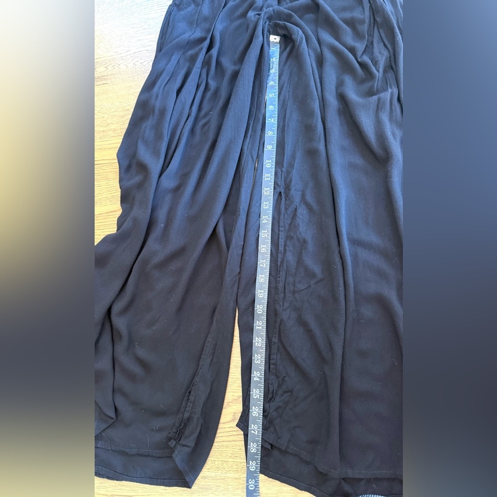 Vix By Paula Hermanny Black Wide Leg Pants Side Slit Flowy Gauze Small Highwaist - Picture 5 of 14